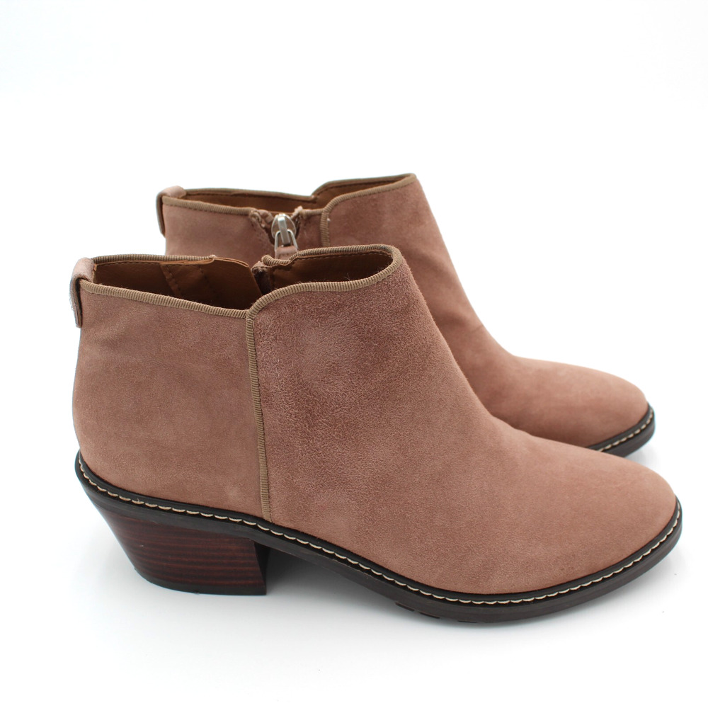 Sam Edelman Boots Womens 7 Tan Suede Ankle Bootie Zip Leather Western Boho